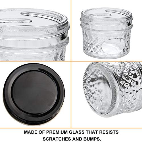 Sturdy 4Oz Glass Jars 40 Set Black Lids Kitchen Preserving Organization