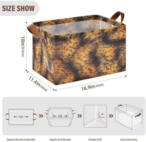 Big Leopard Dresser Storage Basket - Collapsible Waterproof