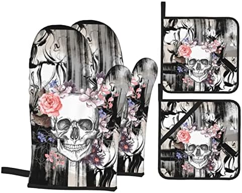 Gothic Skull Oven Mitts Heat Resistant Heat-Resistant Oven mitts