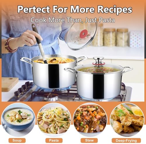 Xgxoz8 QT Stainless Steel Stock Pot with Glass Lid