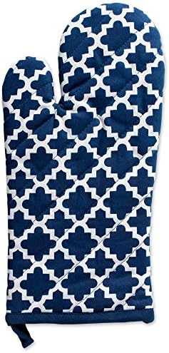 DII Lattice Basics Collection Potholder Oven Mitt Set Nautical Blue 2 Piece