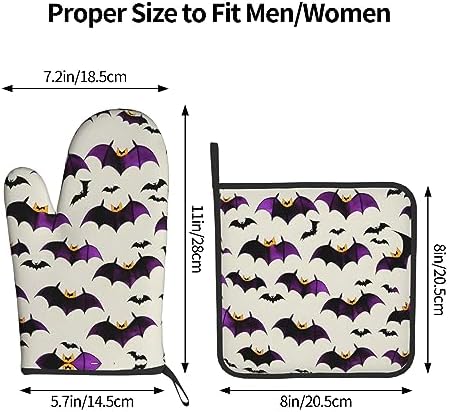 Flying Purple Bats Oven Mitts and Pot Holders - 2-Piece Heat-Resistant Set