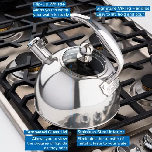 Viking 3-Ply Stainless Steel Whistling Tea Kettle 26 Quart