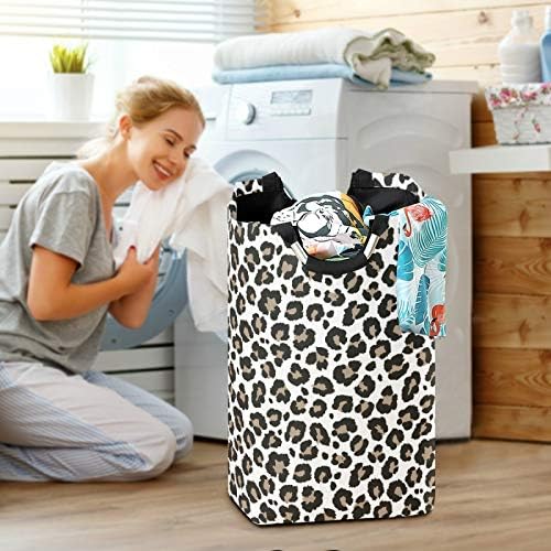 ALAZA Style Gray Leopard Collapsible Laundry Hamper Basket