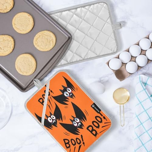 2pc Black Bat Halloween Potholders with Pockets Mitts