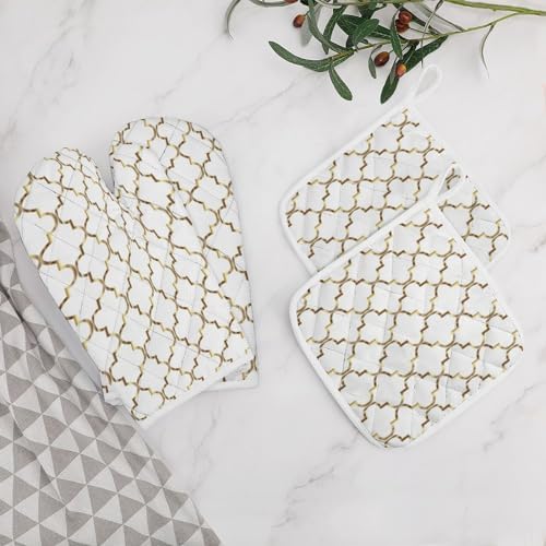 Curdesi Oven Mitts Set Heat-Resistant for Baking BBQ