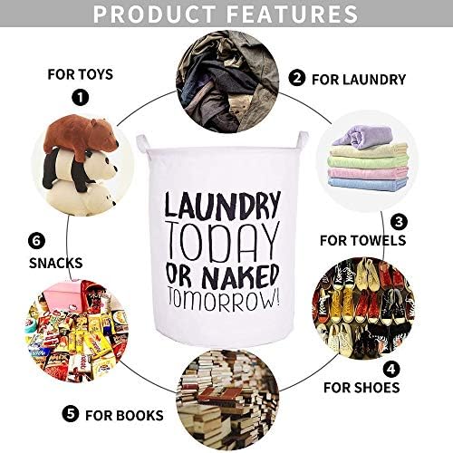 VJJ AIDEAR Wash Today Round Cloth Laundry Hamper with Handles