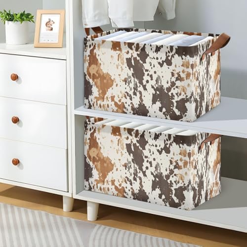 Collapsible Cow Print Storage Basket Durable Waterproof for Home Office