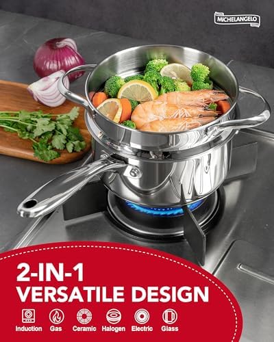 Masterpiece stainless steel saucepan with steamer