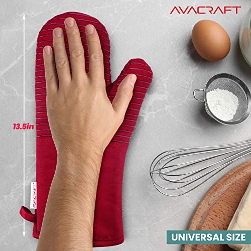 Premium Heat-Resistant Oven Mitts 500F - Durable Silicone Terrycloth Pair
