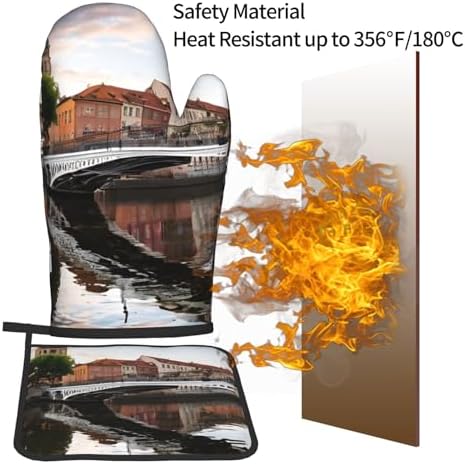 Dublin Ireland Penny Bridge Pot Holder Oven Mitt Set