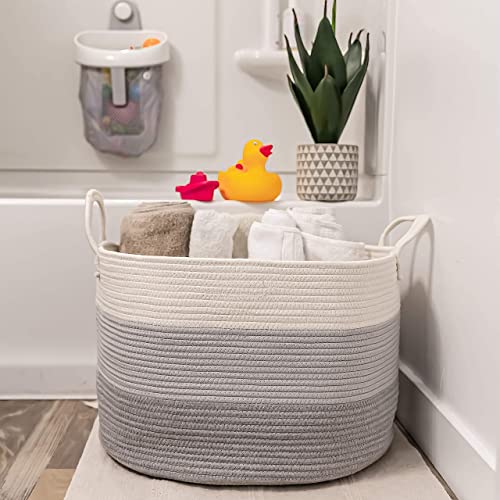 OrganisHaus Gray Extra Large Storage Basket for Kids Rooms