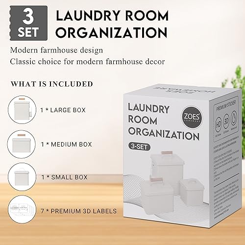 3-Set Modern Farmhouse Laundry Storage Durable Stylish