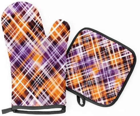 Halloween Lattice Halloween Oven Mitts Set of 2 Heat Resistant Kitchen Gloves