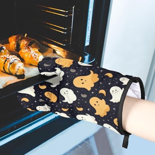 Aglebo Abstract Halloween Ghost Oven Mitts and Pot Holders Set of 2