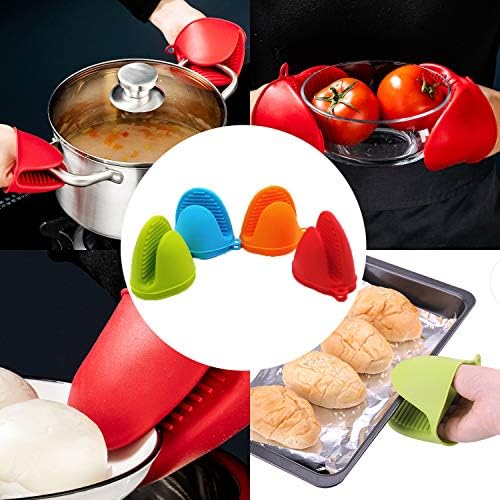 NEPAK 4 Pairs Silicone Oven Mitts - Heat-Resistant Potholders for Kitchen Use