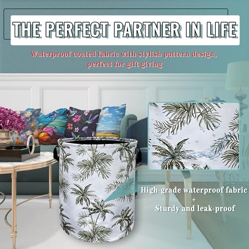 SE Lindons Tropical Palm Tree Laundry Basket - Lightweight Durable