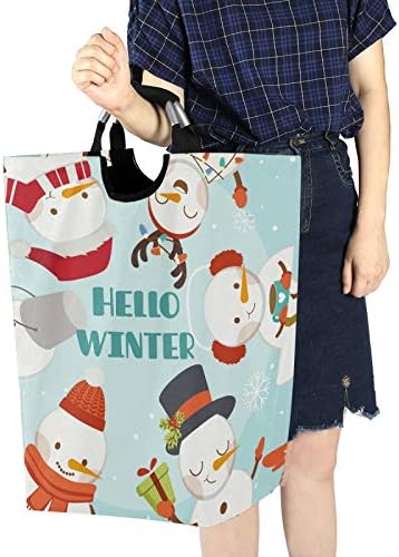 Hello Winter Cute Snowman Foldable Laundry Basket