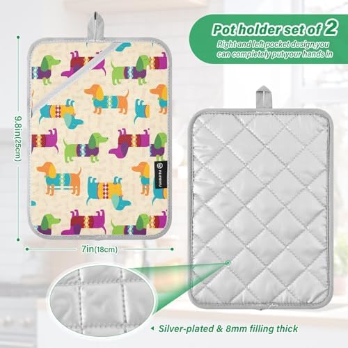 Colorful Dog Potholder Set for Kitchen Safety
