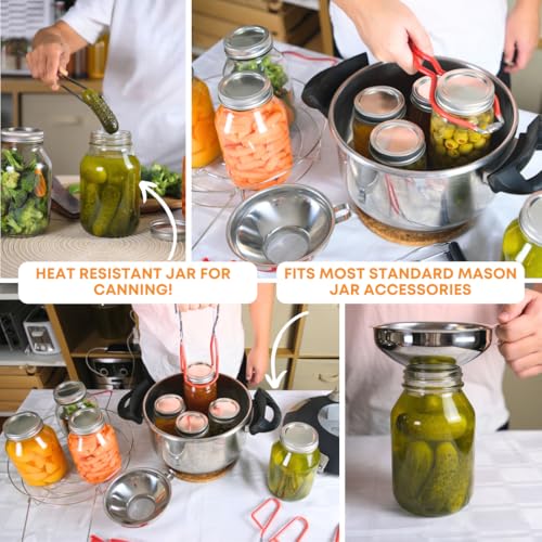 FastRack 32 oz Glass Jars with Airtight Lids - Pack of 8