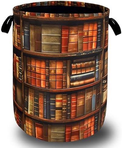 Retro Wooden Bookshelf Laundry Hamper Organizing Storage Bucket
