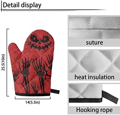 Halloween Skull Oven Mitts Pot Holders Set Red