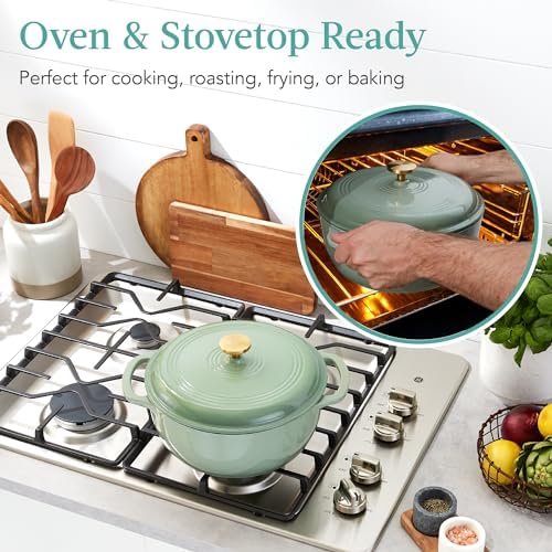 6 Quart Cast-Iron Dutch Oven Sage Green