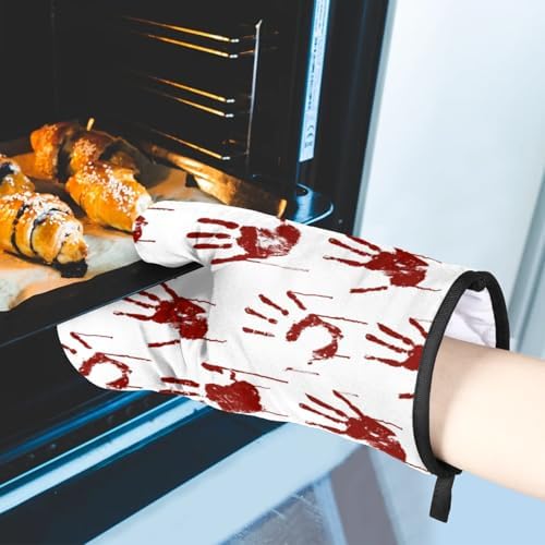 Halloween Red Handprints Oven Mitts Set of 2