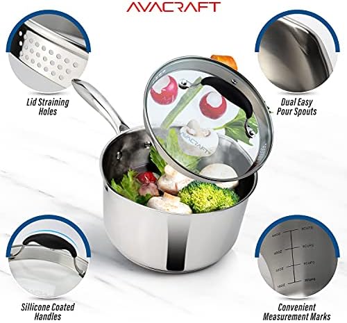 Stainless Steel Saucepan with Glass Lid for Home Kitchen