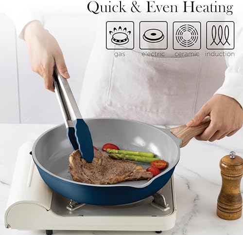 Country Kitchen 14-Piece Nonstick Cookware Set with Utensils Navy