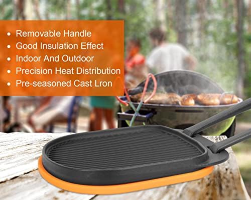 MixRBBQ Cast Iron Grizzler Pan with Silicone Mat and Handles