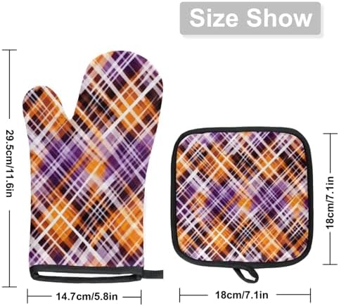 Halloween Lattice Halloween Oven Mitts Set of 2 Heat Resistant Kitchen Gloves