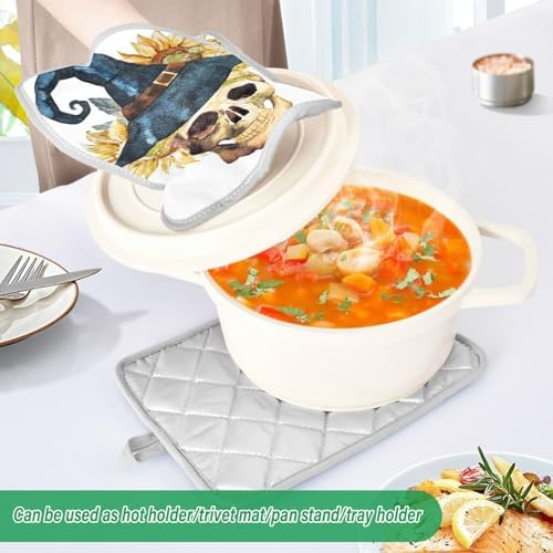 Ourvii 2pc watercolor skull oven mitts