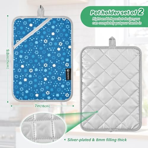 Hanukkah Star-Patterned Pot Holder Set