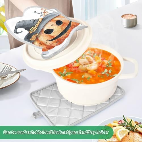 Happy Halloween 2-Piece pumpkin pot holder set with pockets