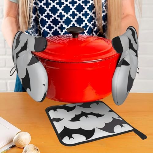 3-Piece Halloween Oven Mitt Pot Holder Set for Baking