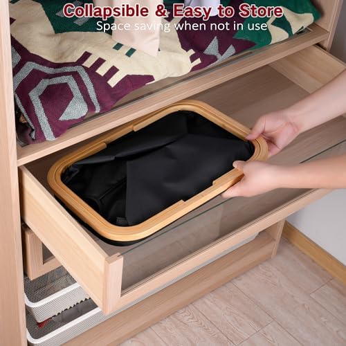 Laundry Basket with Handles Collapsible 60L Black