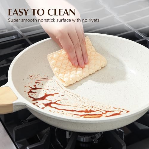 SENSARTE Nonstick Ceramic Frying Pan with Lid Safe Non-toxic and Healthy