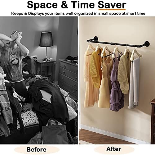 Wall Mounted Clothes Rack Industrial Pipe 384in Heavy Duty