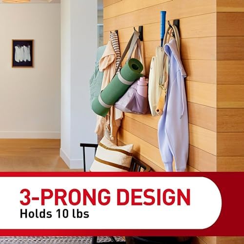 Durable Matte Black Wall Hook 3 Strips for Easy Hanging