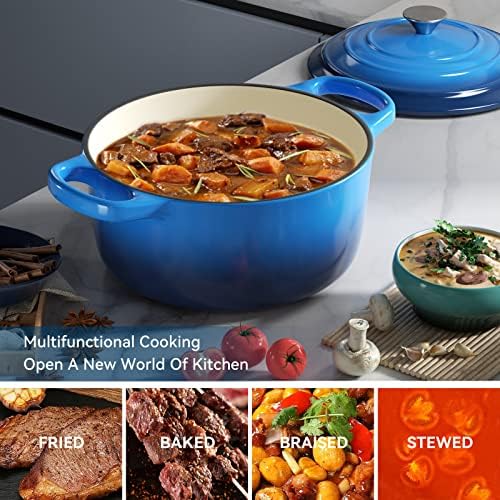 Miereirl 6 Qt Enameled Dutch Oven with Lid and Dual Handles
