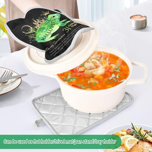 2-Piece Halloween Princess Frog Potholder Set - Heat-Resistant Oven Mitts