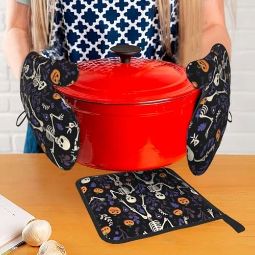 Premium Heat-Resistant Oven Mitts with Secure Grip for Kitchen Grilling
