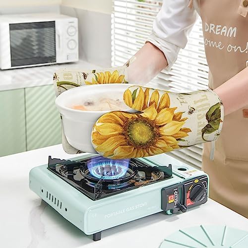 4-Piece Heat Resistant Sunflowers Oven Mitt Set