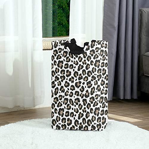 ALAZA Style Gray Leopard Collapsible Laundry Hamper Basket