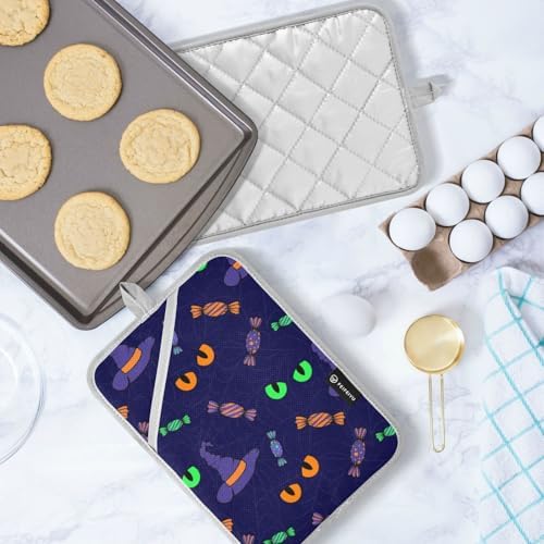Cute Halloween Potholders Cat Eye 2 Piece Heat Resistant Kitchen Pots