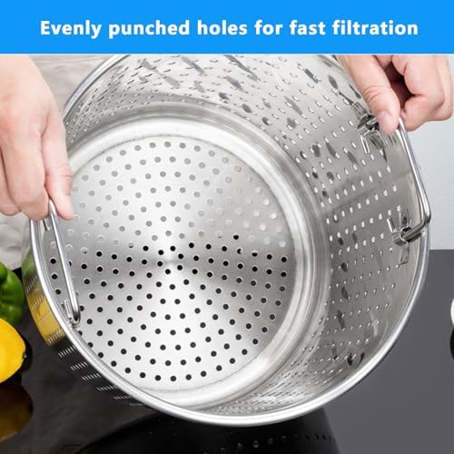 Sturdy Stainless Steel Stockpot with Basket Deep Fry Soup Seafood Made Easy