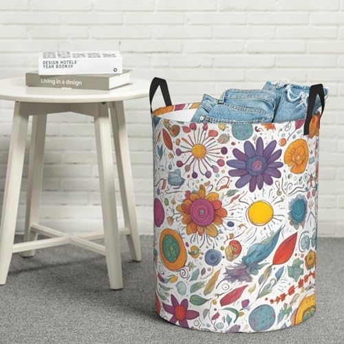 Colorful Feather Pattern Oxford Cloth Laundry Basket