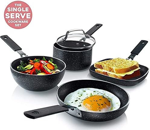 Granitestone 5-Piece Stackable Cookware Set Dishwasher Safe Nonstick Scratch-Resistant PFOA-Free