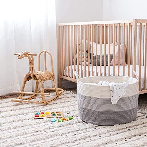 OrganisHaus Gray Extra Large Storage Basket for Kids Rooms